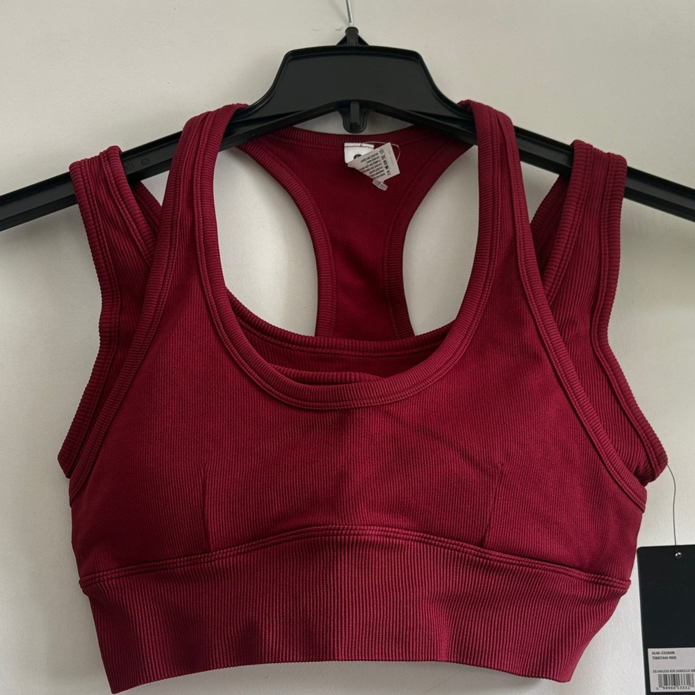 90 Degree By Reflex Deep Red Sports Bra